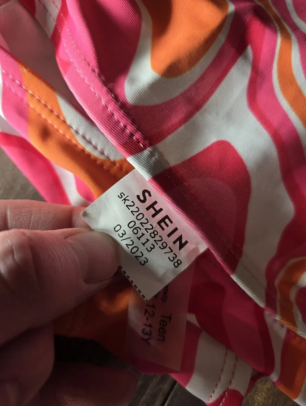 SHEIN Pink & Orange Swirl Two-Piece Bikini Set Teen Girl Size 12-13 Years NWOT